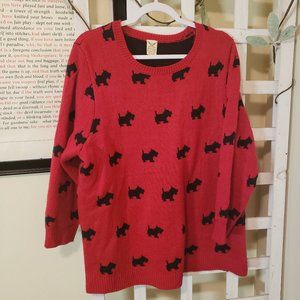 Red Sweater with Black Scottie Dogs